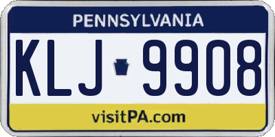 PA license plate KLJ9908
