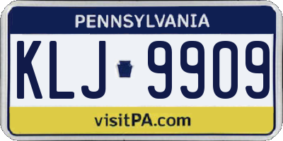 PA license plate KLJ9909