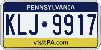 PA license plate KLJ9917