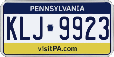 PA license plate KLJ9923