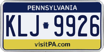 PA license plate KLJ9926