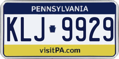 PA license plate KLJ9929