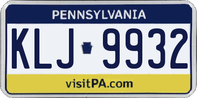 PA license plate KLJ9932