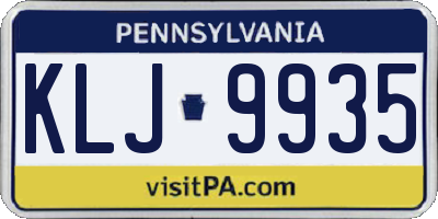 PA license plate KLJ9935