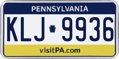 PA license plate KLJ9936