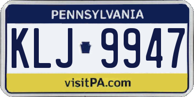 PA license plate KLJ9947