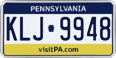 PA license plate KLJ9948