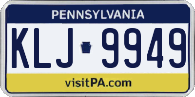 PA license plate KLJ9949