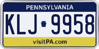 PA license plate KLJ9958