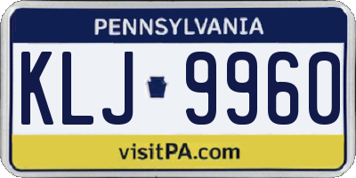PA license plate KLJ9960