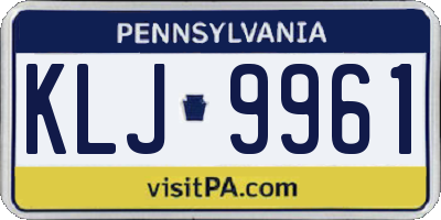 PA license plate KLJ9961
