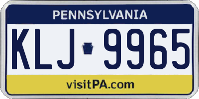 PA license plate KLJ9965