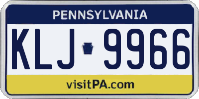 PA license plate KLJ9966