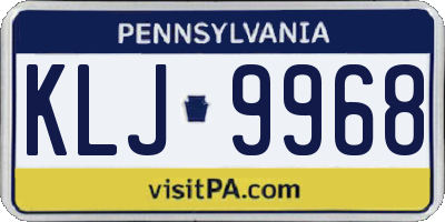 PA license plate KLJ9968