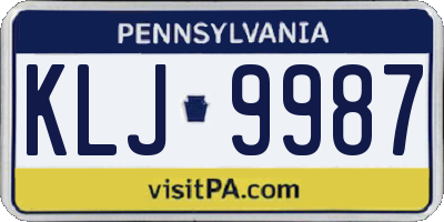 PA license plate KLJ9987