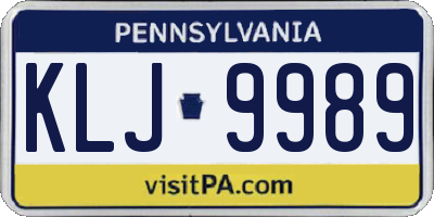 PA license plate KLJ9989