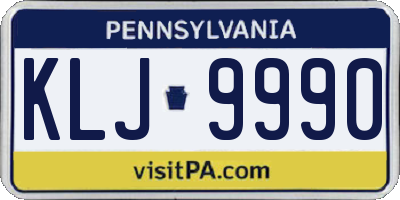 PA license plate KLJ9990