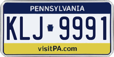 PA license plate KLJ9991