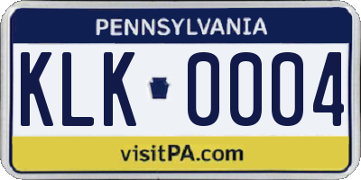 PA license plate KLK0004