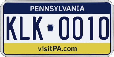 PA license plate KLK0010