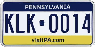 PA license plate KLK0014