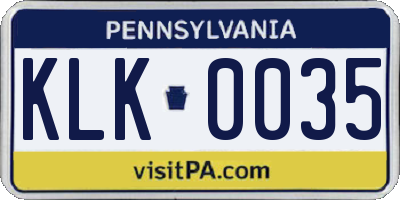 PA license plate KLK0035