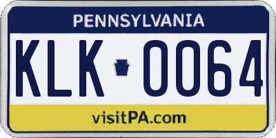 PA license plate KLK0064