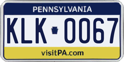 PA license plate KLK0067