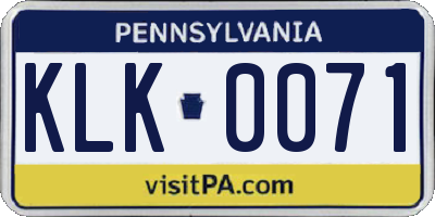 PA license plate KLK0071