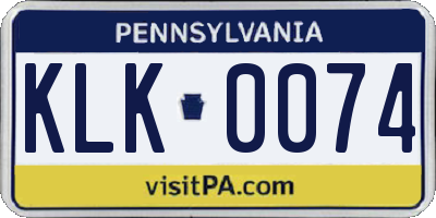 PA license plate KLK0074
