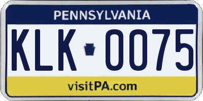 PA license plate KLK0075