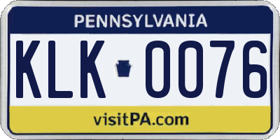 PA license plate KLK0076
