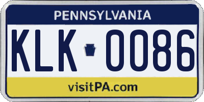 PA license plate KLK0086