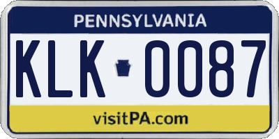 PA license plate KLK0087