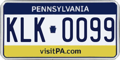 PA license plate KLK0099