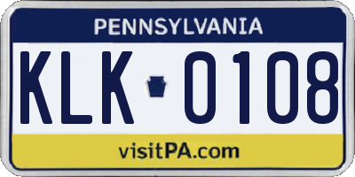 PA license plate KLK0108