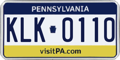PA license plate KLK0110