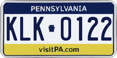 PA license plate KLK0122
