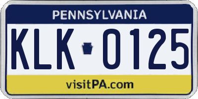 PA license plate KLK0125