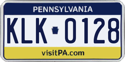 PA license plate KLK0128
