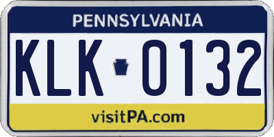 PA license plate KLK0132