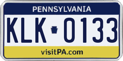 PA license plate KLK0133