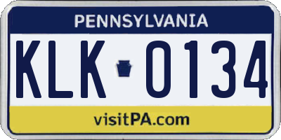 PA license plate KLK0134