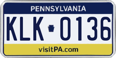 PA license plate KLK0136
