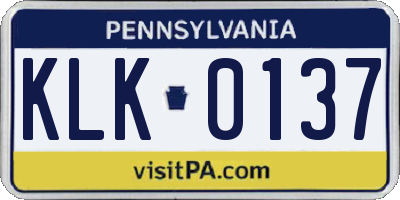 PA license plate KLK0137