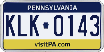 PA license plate KLK0143