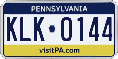PA license plate KLK0144