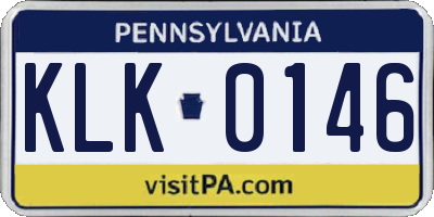 PA license plate KLK0146