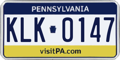 PA license plate KLK0147
