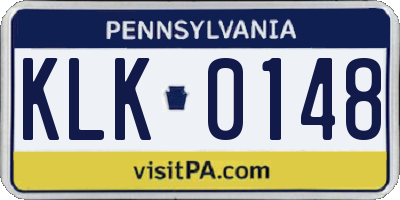 PA license plate KLK0148